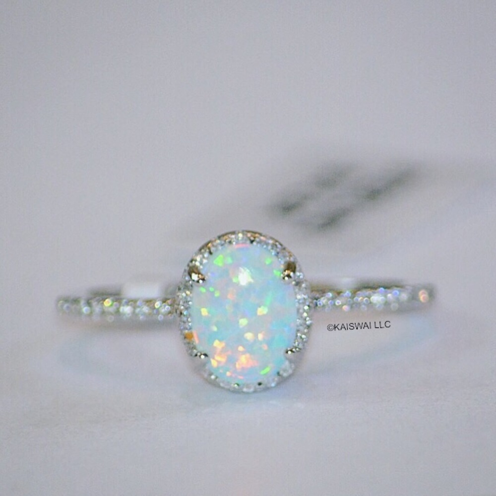 925 Sterling Silver White Opal Ring